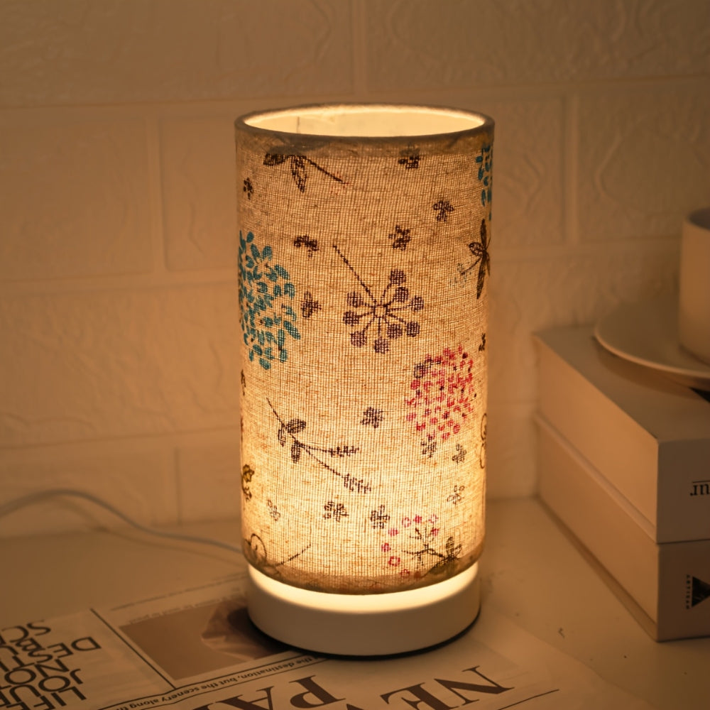 Bloemen Tafellamp Met Stoffen Kap Voor Sfeervolle Verlichting