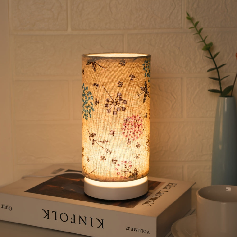 Bloemen Tafellamp Met Stoffen Kap Voor Sfeervolle Verlichting