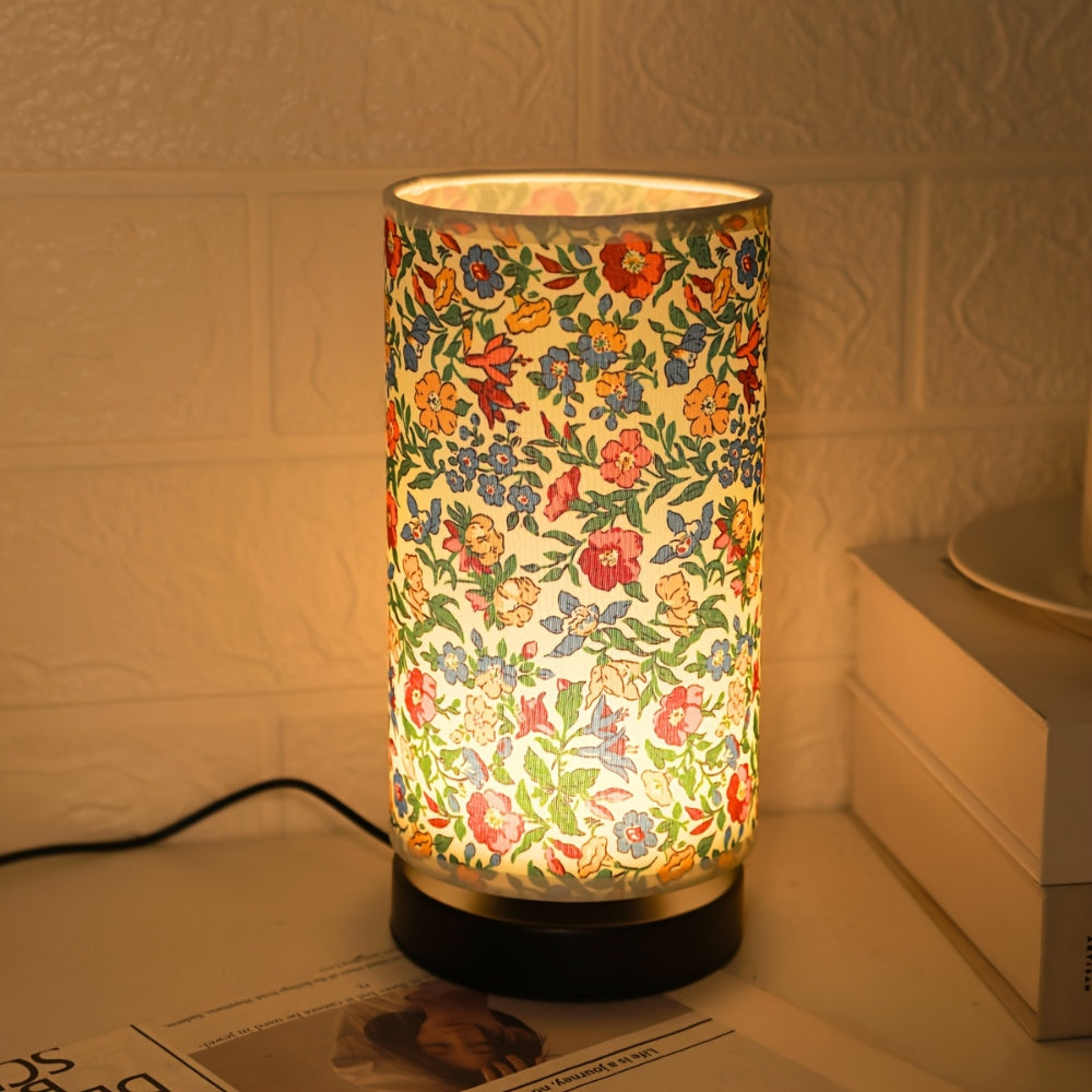 Bloemen Tafellamp Met Stoffen Kap Voor Sfeervolle Verlichting