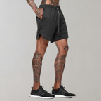 Heren 2-in-1 Sportshort met Compressiebinnenbroek en Ritszakken