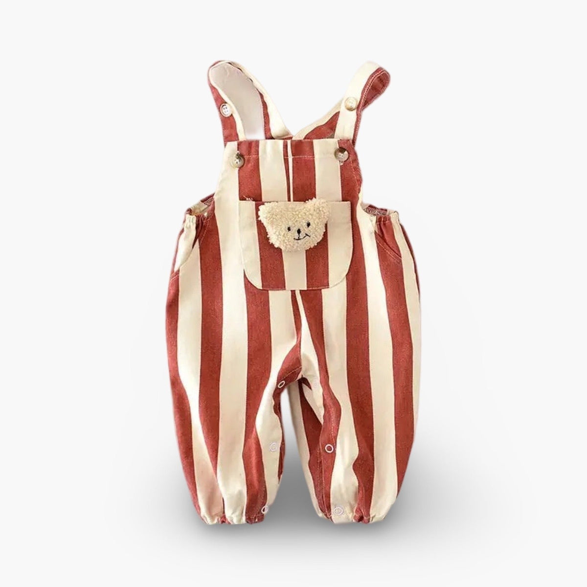 Gestreepte Baby Overall Met Beertjesdetail En Comfortabele Pasvorm