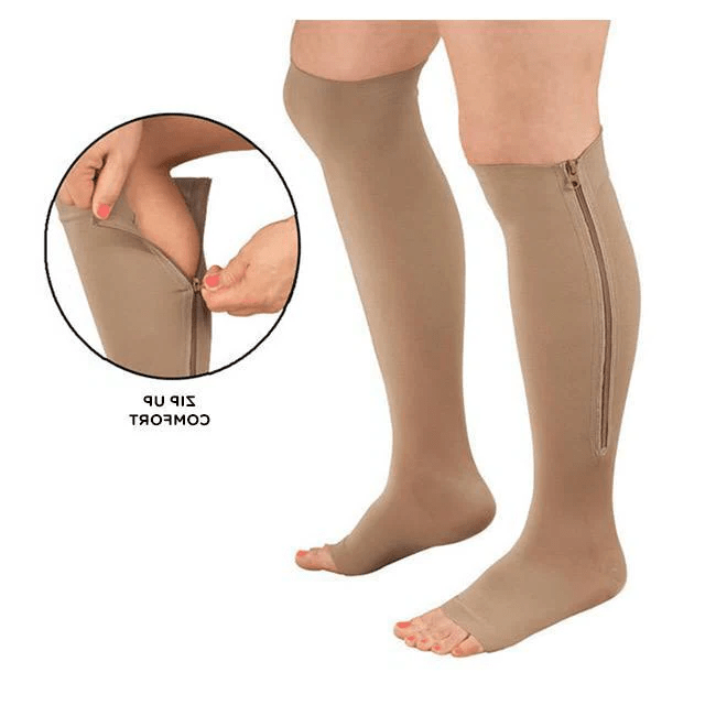 Unisex Compressiekousen met Rits en Therapeutische Ondersteuning voor Dagelijks Gebruik