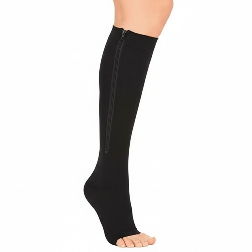 Unisex Compressiekousen met Rits en Therapeutische Ondersteuning voor Dagelijks Gebruik