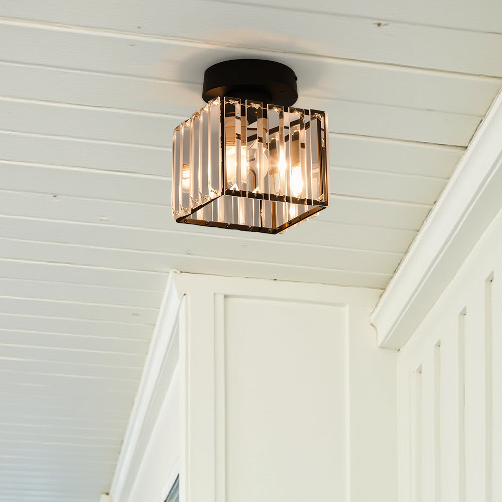 Inbouw Plafondlamp Met Kristalglas En Compact Ontwerp Voor Heldere Gangverlichting