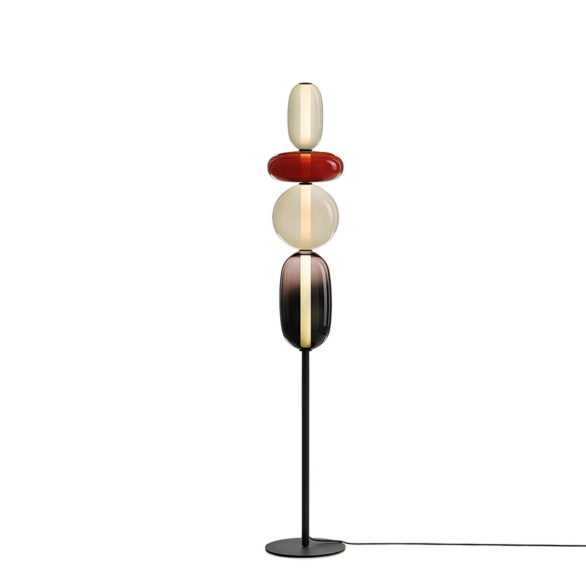Artistieke Vloerlamp Met Gestapelde Glaselementen En Sfeervolle LED-Verlichting