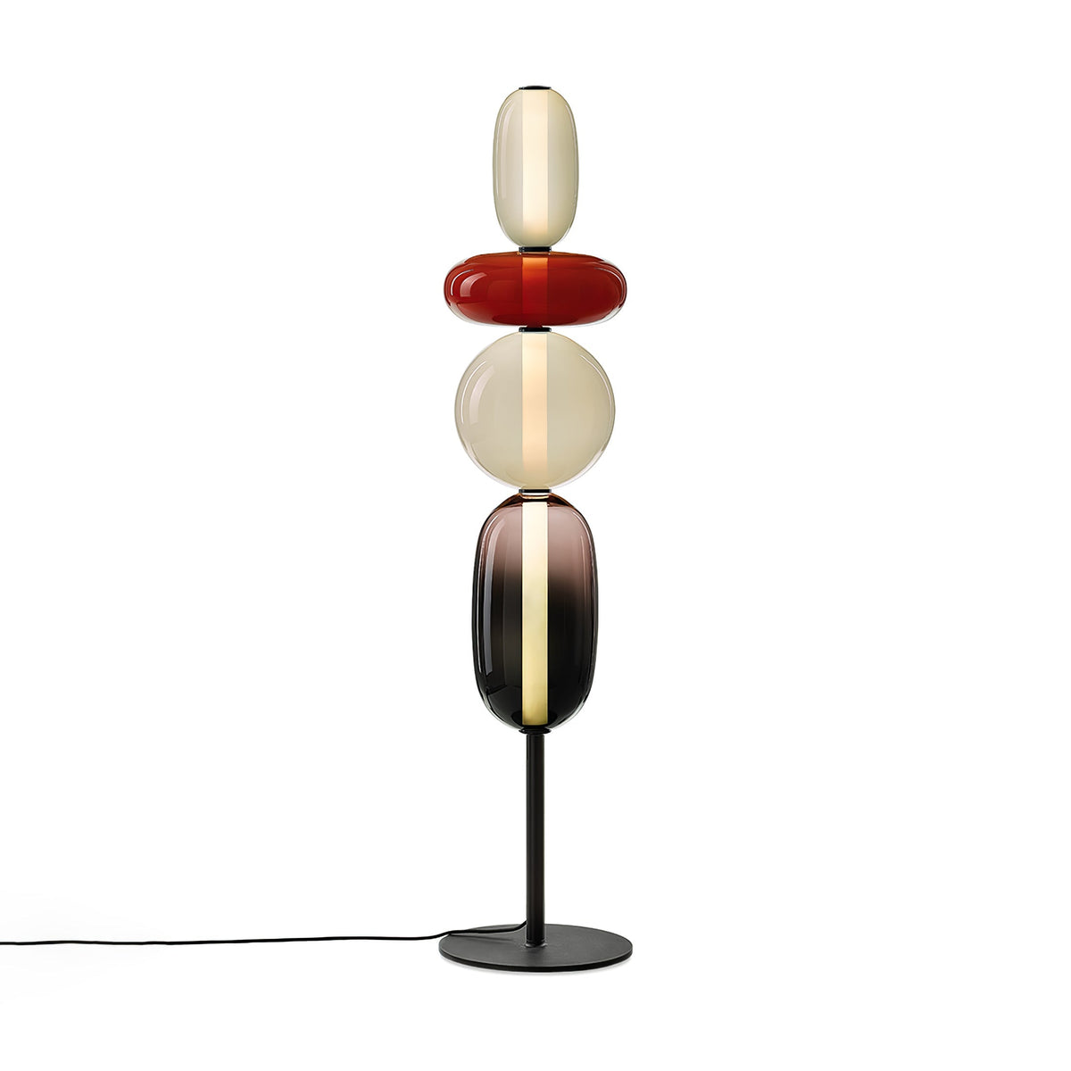 Artistieke Vloerlamp Met Gestapelde Glaselementen En Sfeervolle LED-Verlichting