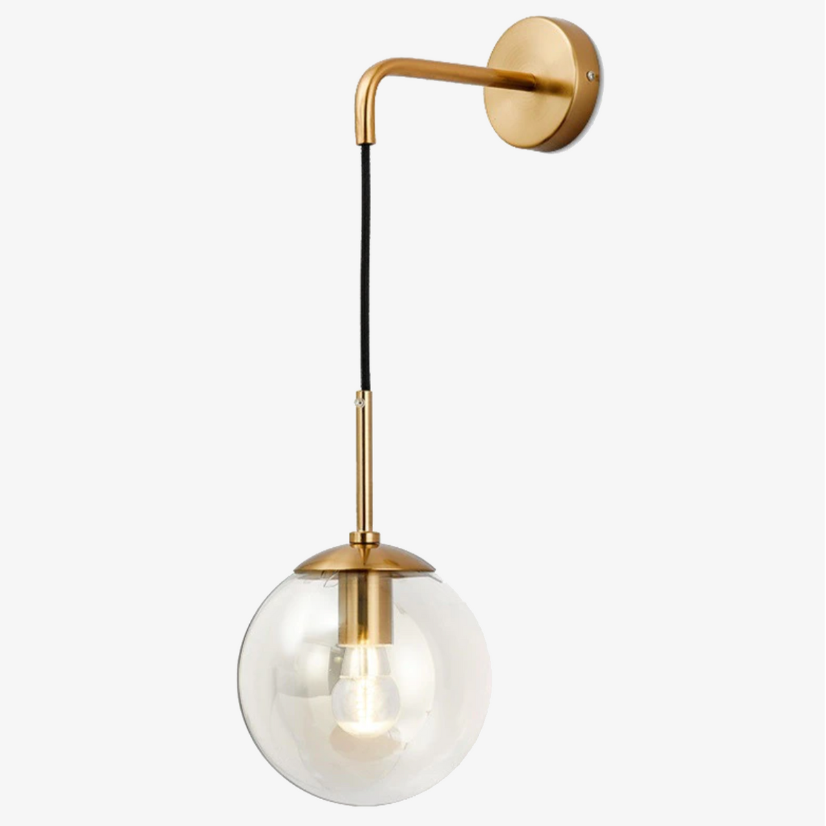 Wandlamp Met Glazen Bol En Draaibare Arm Voor Zachte Sfeerlicht