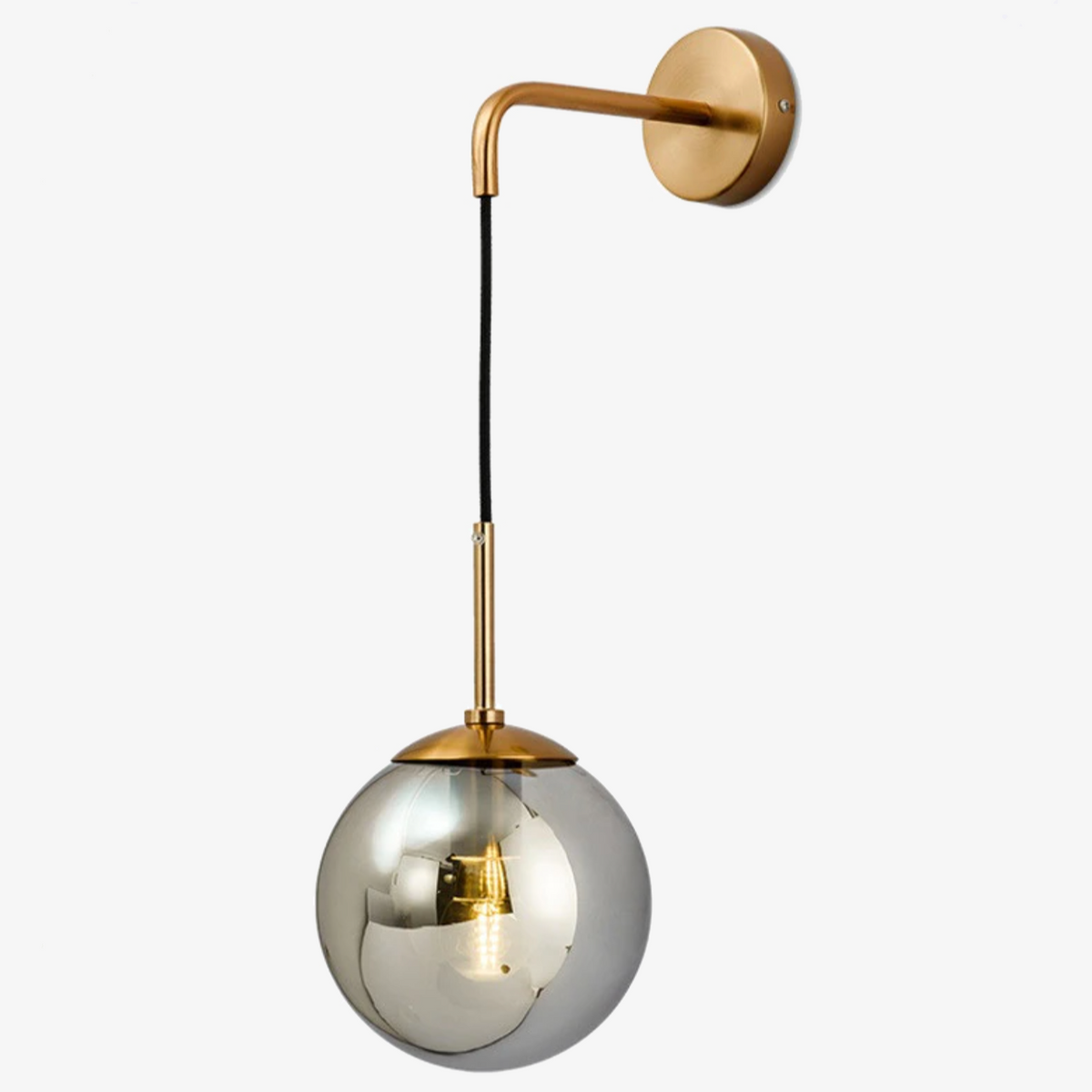 Wandlamp Met Glazen Bol En Draaibare Arm Voor Zachte Sfeerlicht