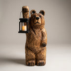 Solarlantaarn Met Beerfiguur En Flikkerend Licht Voor Gezellige Buitenavonden