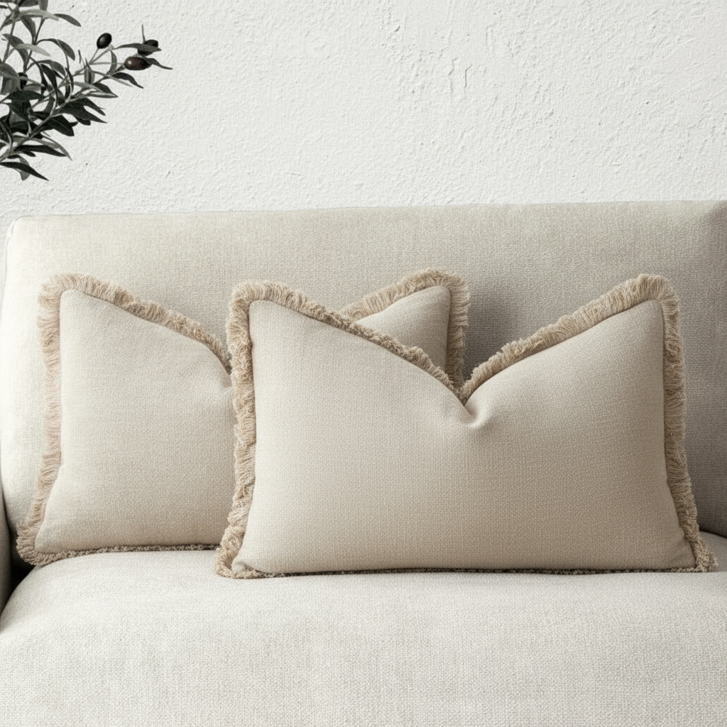 Kussenhoes Met Zachte Structuur En Tijdloze Decoratieve Afwerking