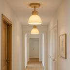 Plafondlamp met Hout‑Metaal Ontwerp en Warme LED‑Verlichting