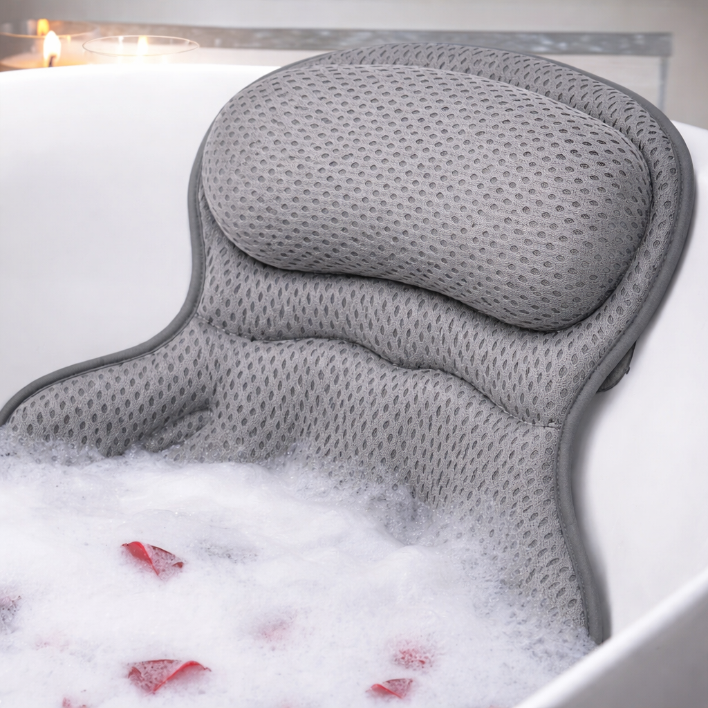 Ergonomisch Badkussen Met Nek‑ En Rugmodule En Ademende 4D‑Structuur