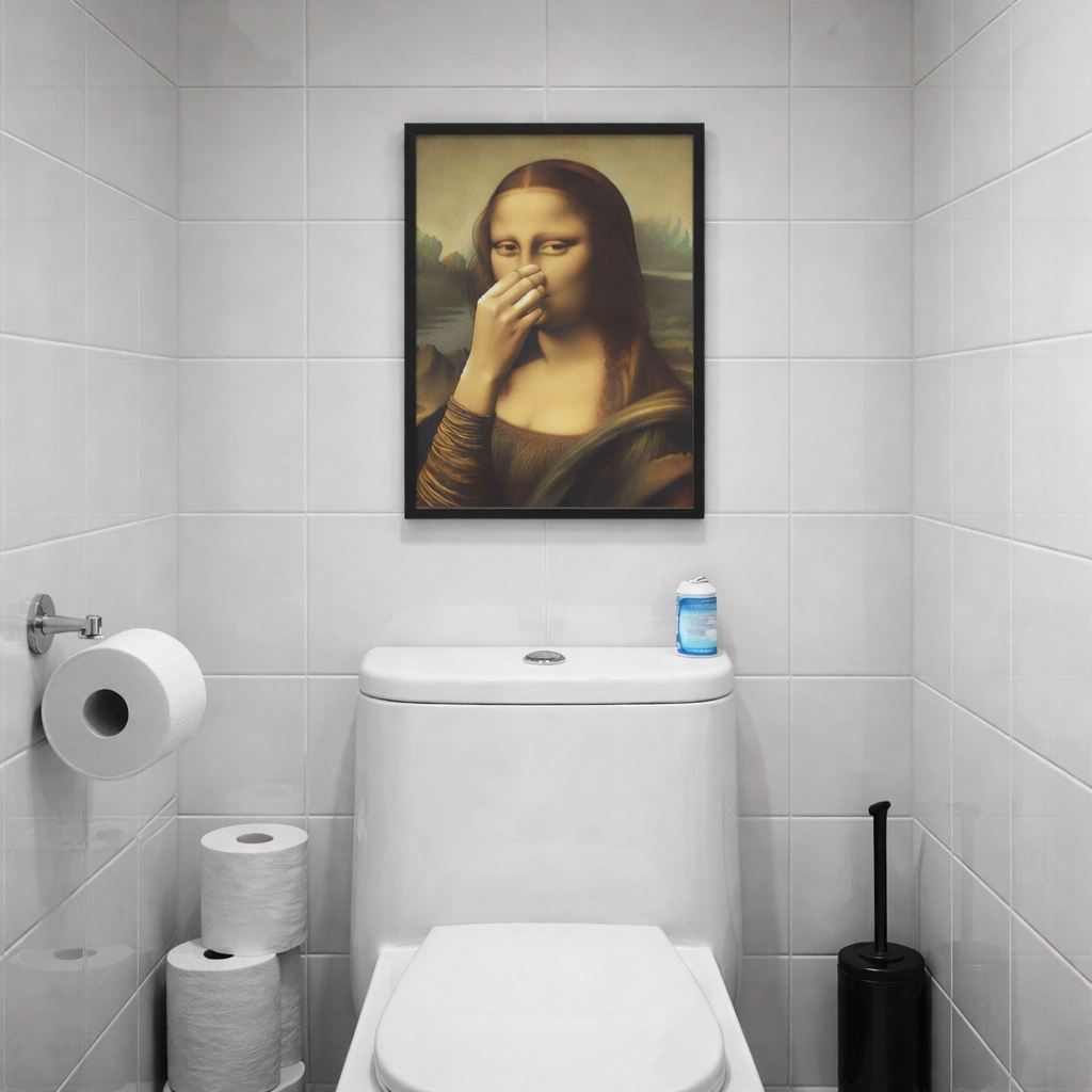 Badkamer Wandcanvas Met Humoristische Kunst En Vochtbestendige Afwerking