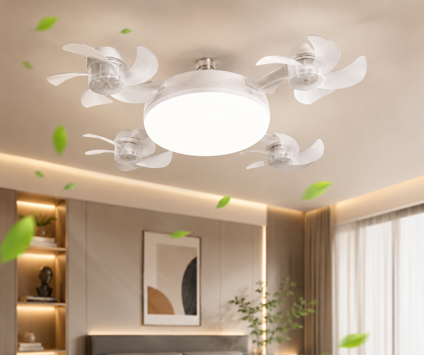 Plafondventilator met Dimbare LED‑Verlichting en E27 Schroefmontage
