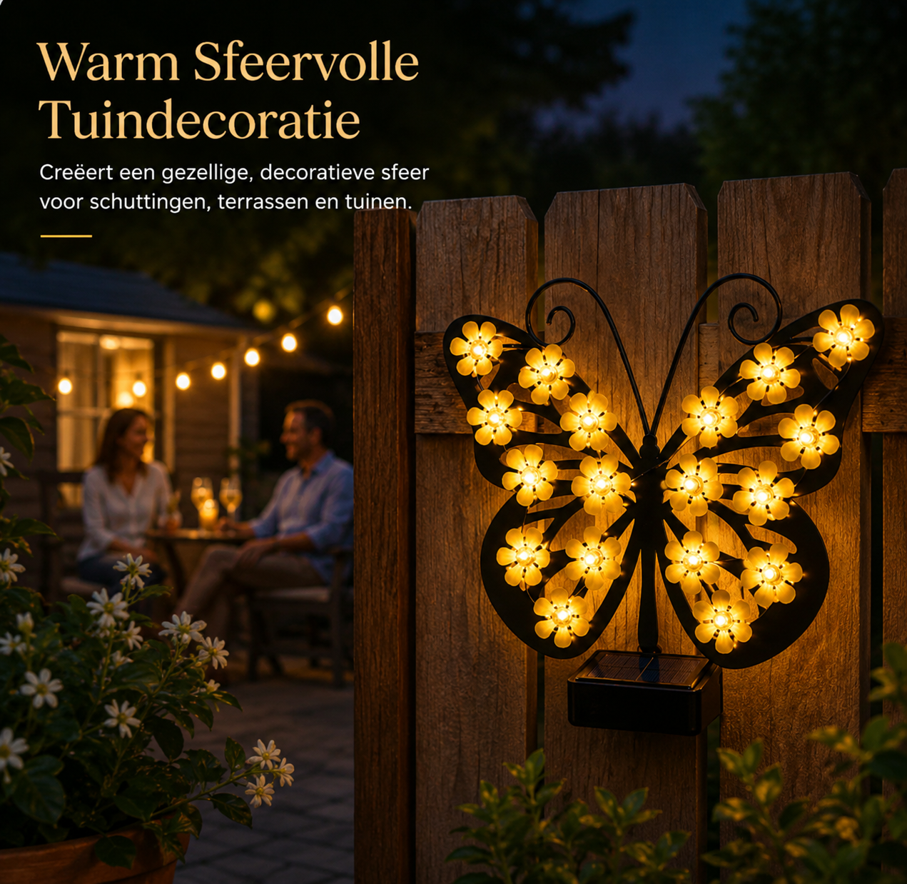 Solar Vlinderlamp met Bloemlicht en Automatische Sfeerverlichting
