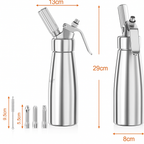 Professionele Slagroomspuit van Aluminium met 3 Decoratiespuitmondjes