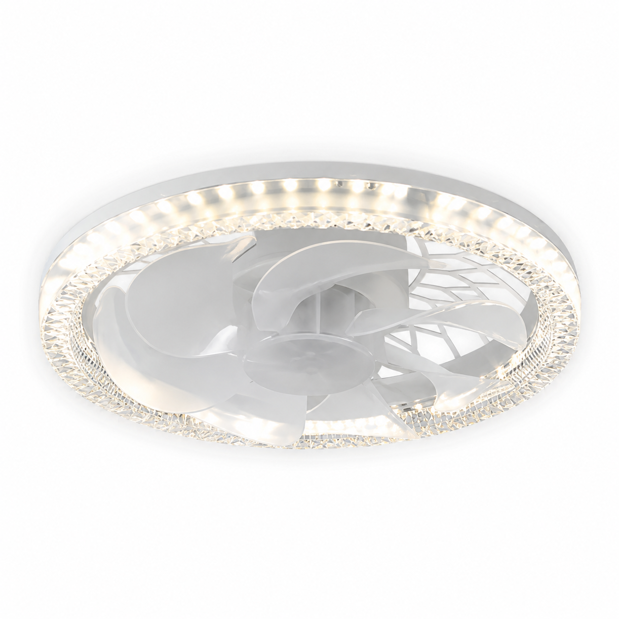 Plafondventilator met Dimbare LED‑Ring en E27 Schroefmontage