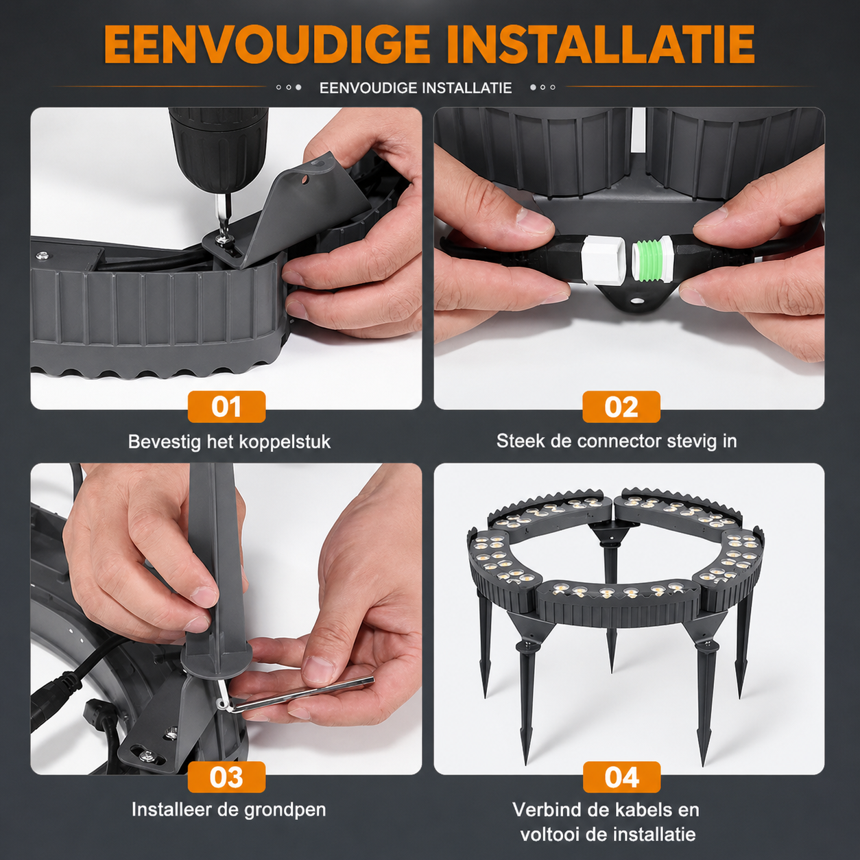 LED Ringverlichting met 360° Buitenlicht en Eenvoudige Grondinstallatie
