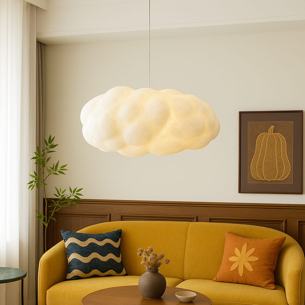 Sculpturale Hanglamp met Wolkvorm en Zachte Lichtspreiding