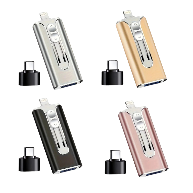 4-in-1 USB-Stick met Lightning USB-C Micro USB en USB-A
