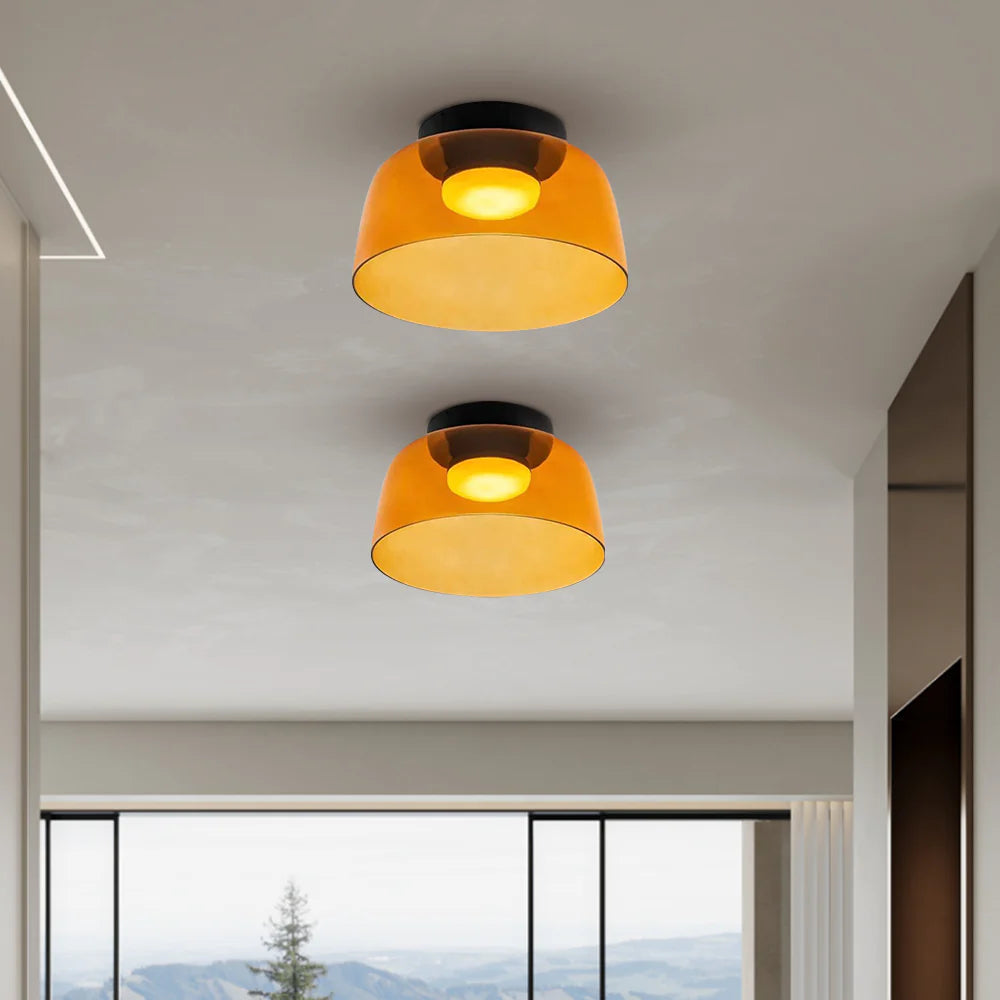 Glazen Plafondlamp Met Gelaagde Vorm En Moderne Sfeerverlichting
