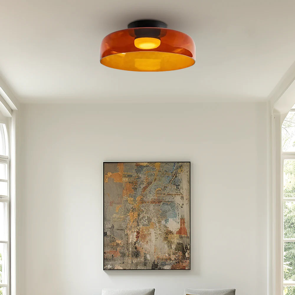 Glazen Plafondlamp Met Gelaagde Vorm En Moderne Sfeerverlichting