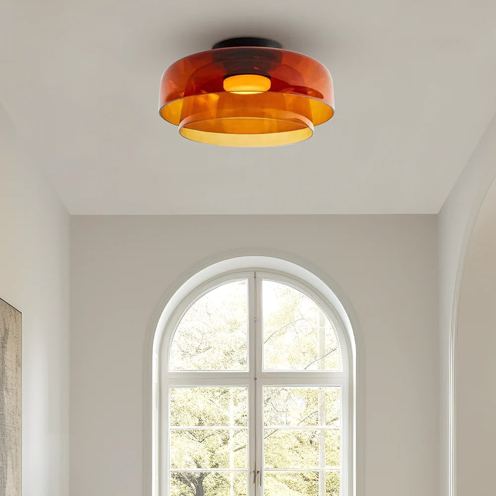 Glazen Plafondlamp Met Gelaagde Vorm En Moderne Sfeerverlichting
