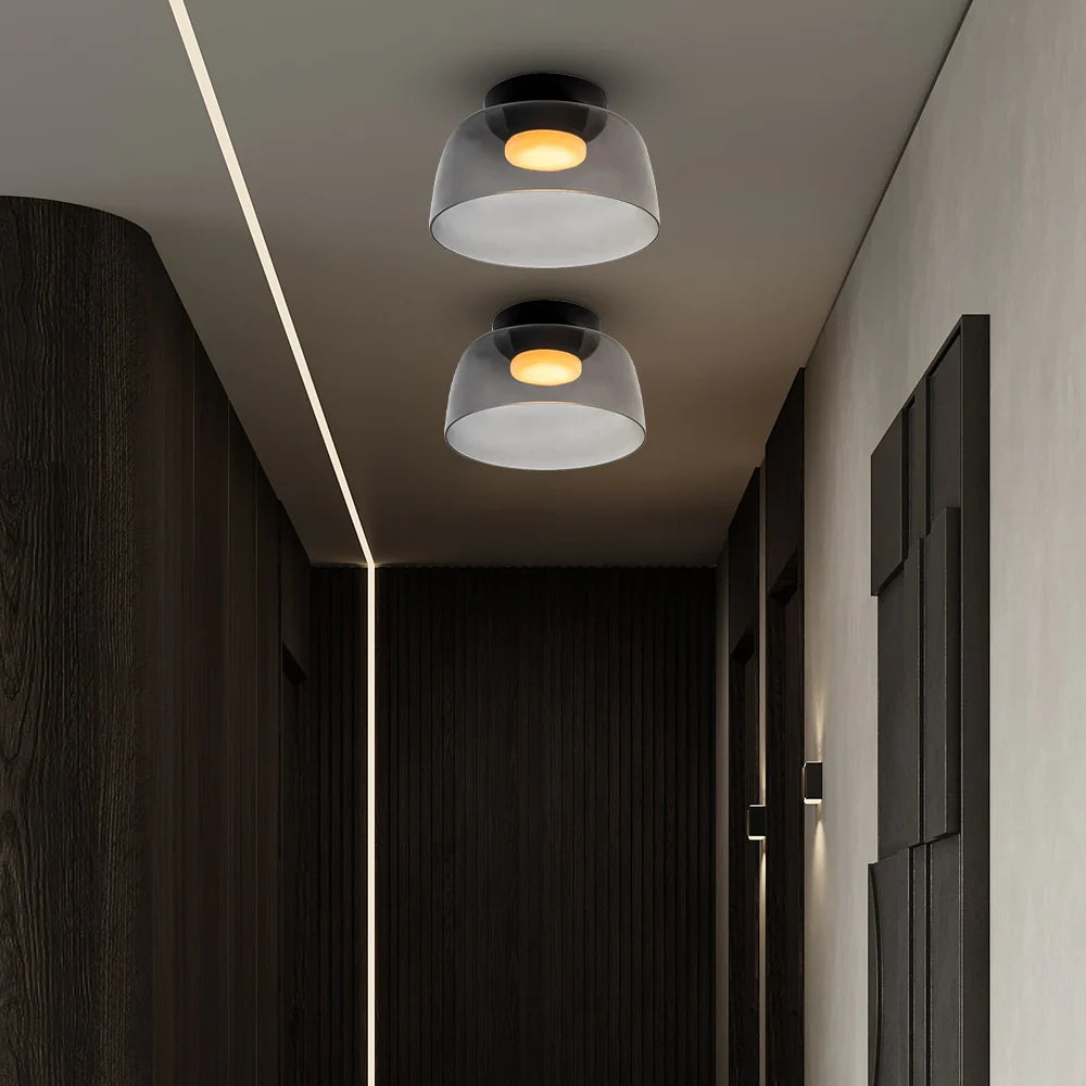 Glazen Plafondlamp Met Gelaagde Vorm En Moderne Sfeerverlichting