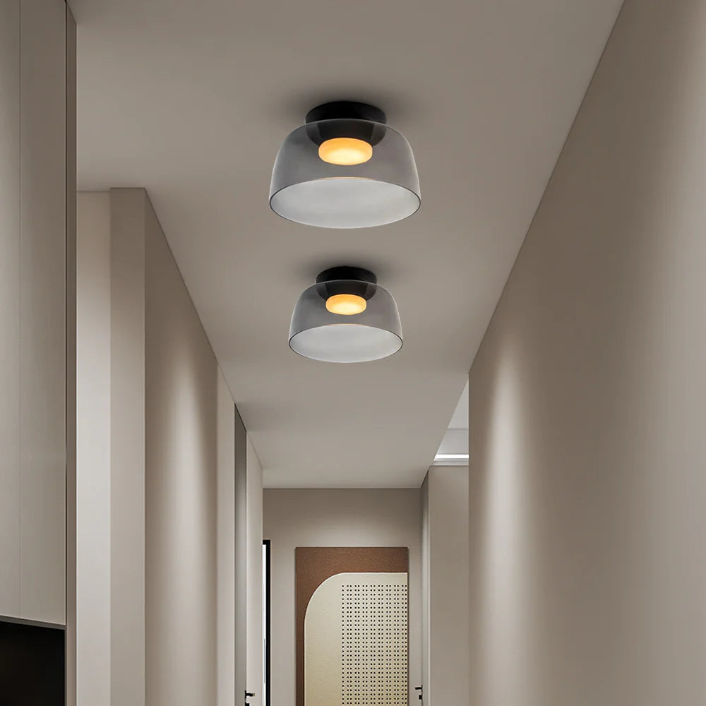 Glazen Plafondlamp Met Gelaagde Vorm En Moderne Sfeerverlichting