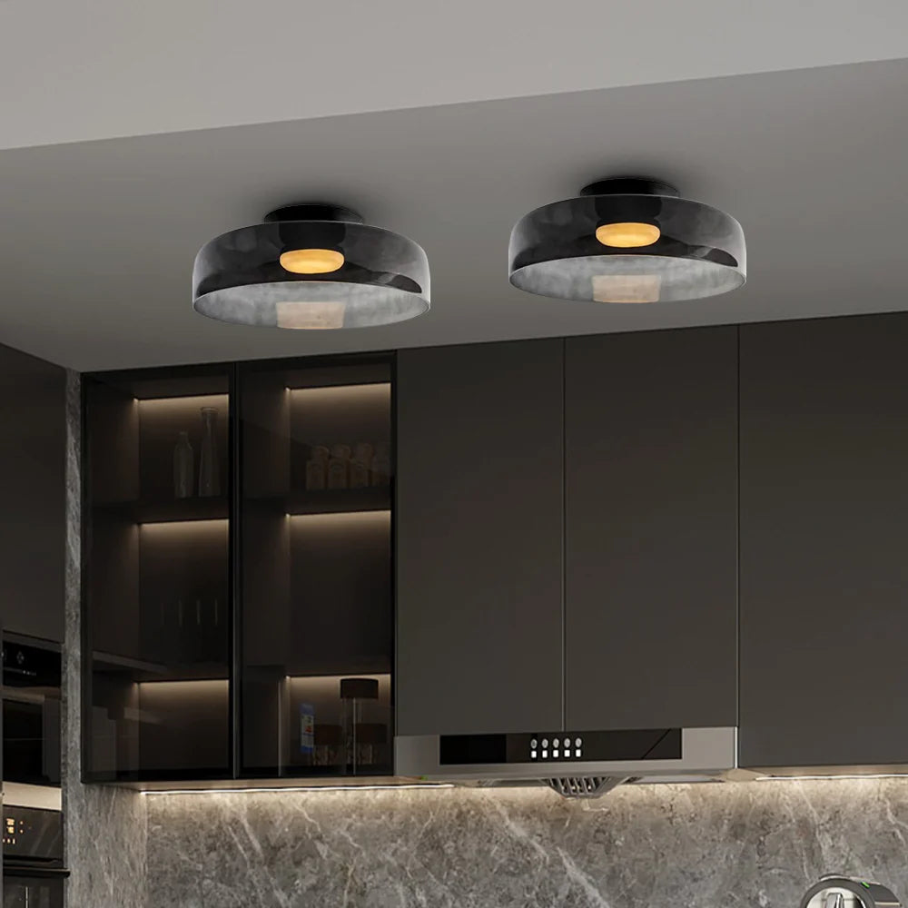 Glazen Plafondlamp Met Gelaagde Vorm En Moderne Sfeerverlichting