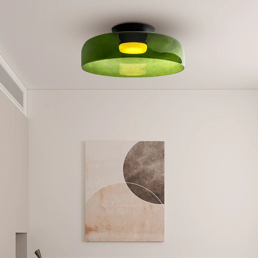 Glazen Plafondlamp Met Gelaagde Vorm En Moderne Sfeerverlichting