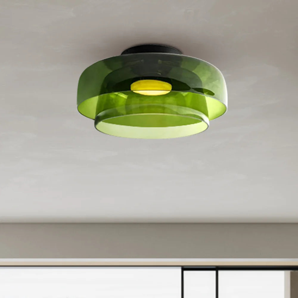 Glazen Plafondlamp Met Gelaagde Vorm En Moderne Sfeerverlichting