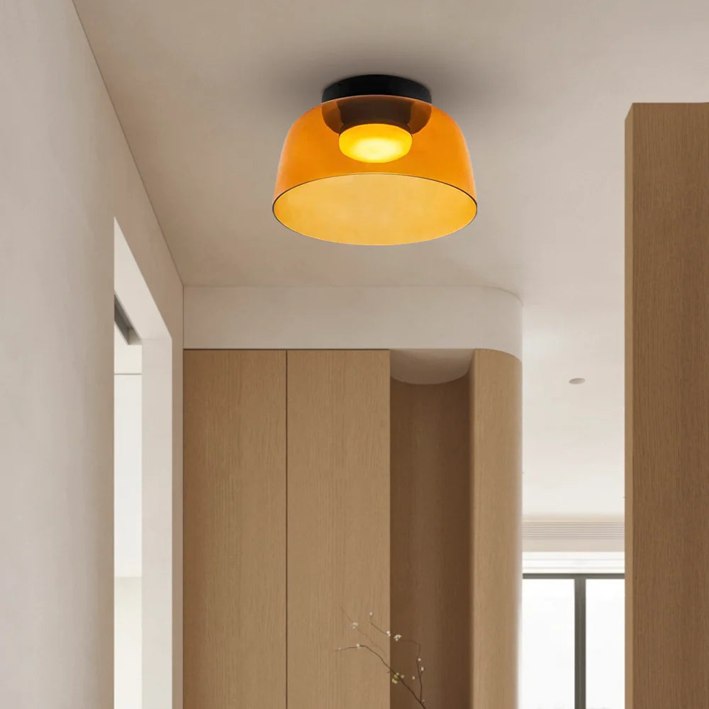 Glazen Plafondlamp Met Gelaagde Vorm En Moderne Sfeerverlichting