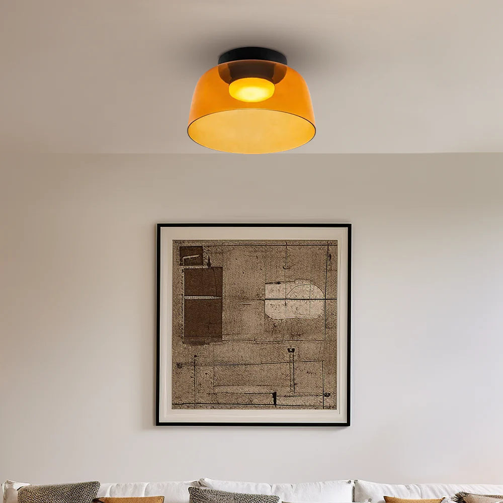 Glazen Plafondlamp Met Gelaagde Vorm En Moderne Sfeerverlichting