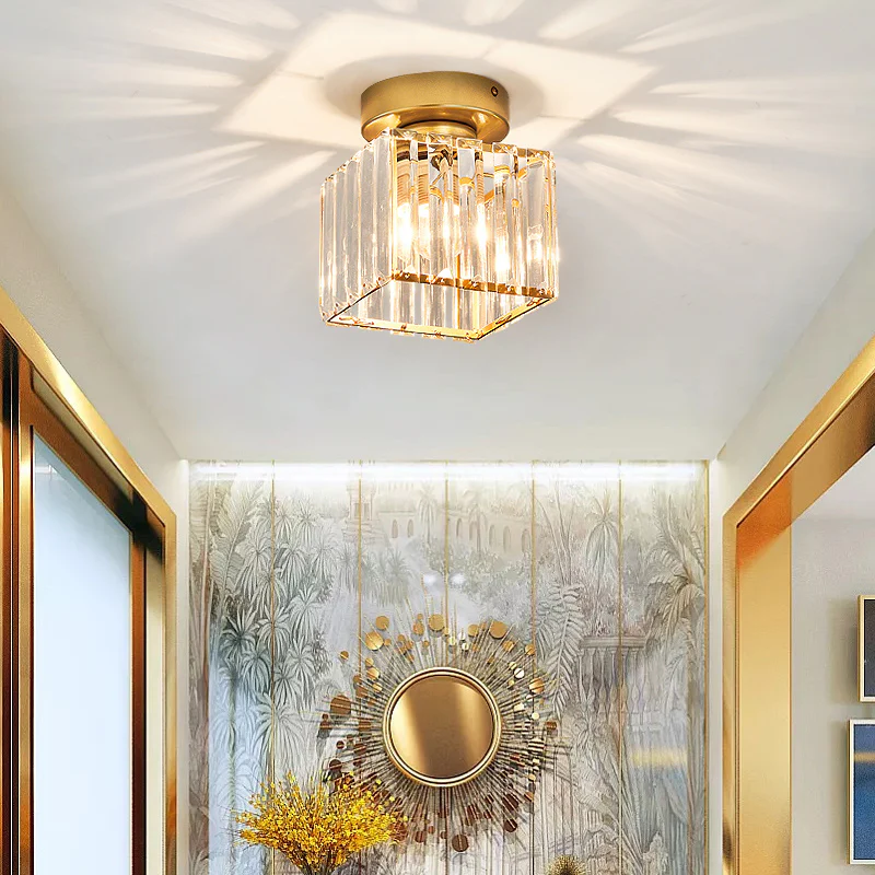 Inbouw Plafondlamp Met Kristalglas En Compact Ontwerp Voor Heldere Gangverlichting