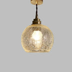 Vintage Hanglamp Met Gekraakt Glas En Warme Lichtuitstraling