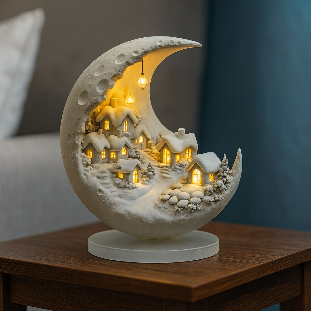 Acryl Winterdorp Lichtdecor met Zandbeeld en Warme Sfeerverlichting
