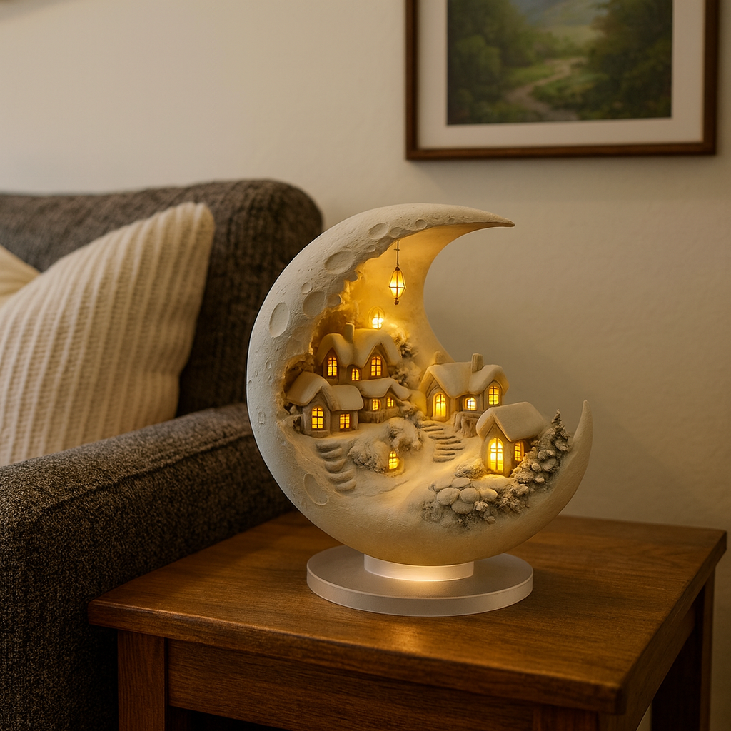 Acryl Winterdorp Lichtdecor met Zandbeeld en Warme Sfeerverlichting