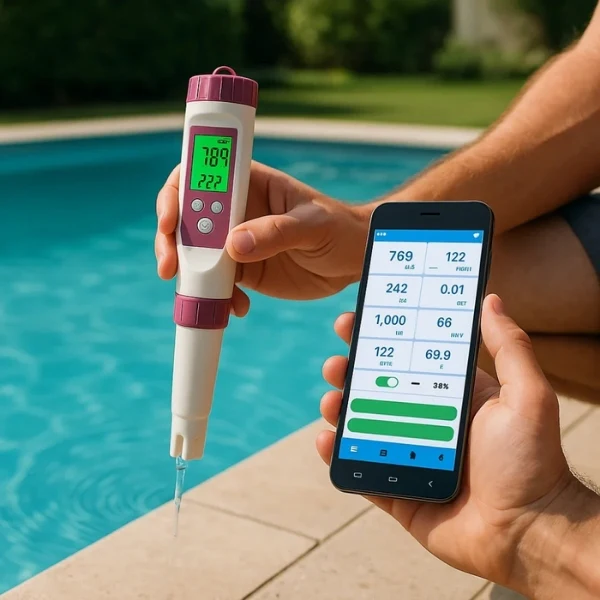 Digitale Watermeter met 7‑in‑1 Analyse voor Zwembad en Spa