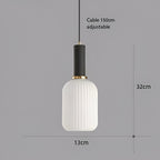 Glas Hanglamp Met Geribbelde Kap En Strakke Buisfitting Voor Zachte Ruimteverlichting