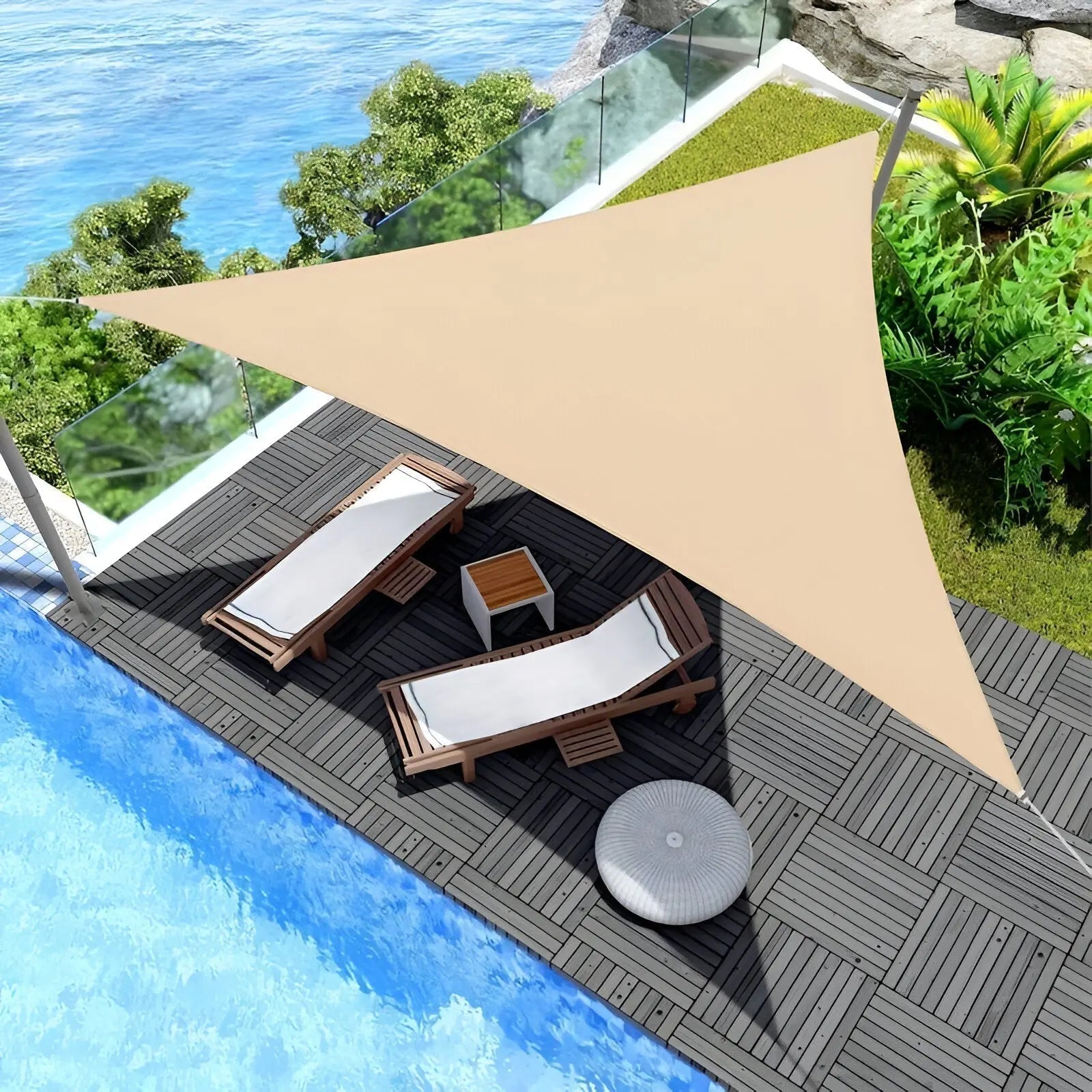 Driehoekig Schaduwdoek Polyester Waterafstotend Compact Ontwerp