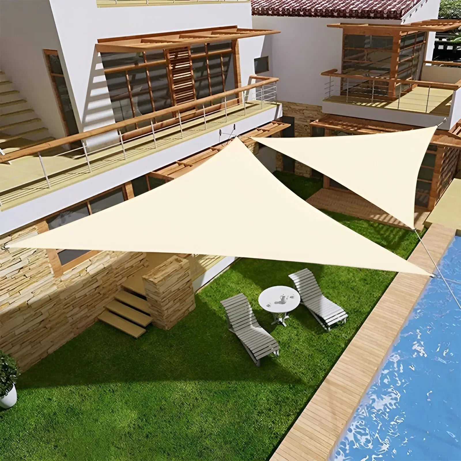 Driehoekig Schaduwdoek Polyester Waterafstotend Compact Ontwerp