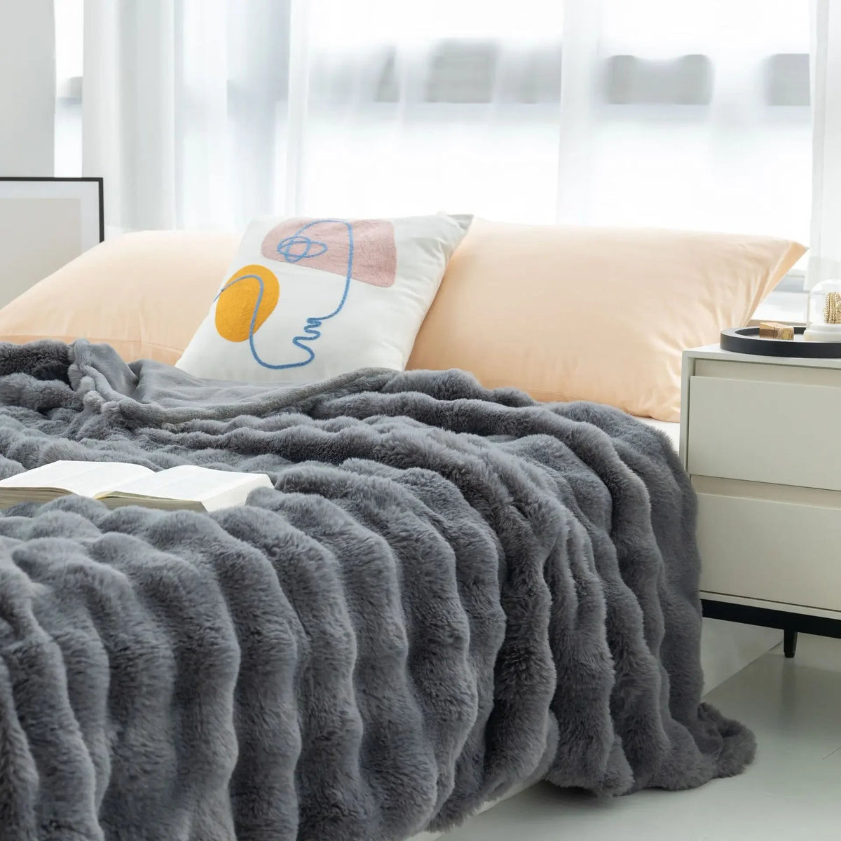 Plaid Met Zachte Fleece En Warme Laag Voor Bank En Bed