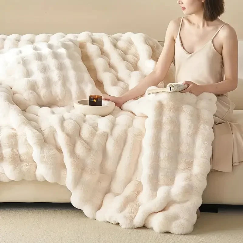 Plaid Met Zachte Fleece En Warme Laag Voor Bank En Bed