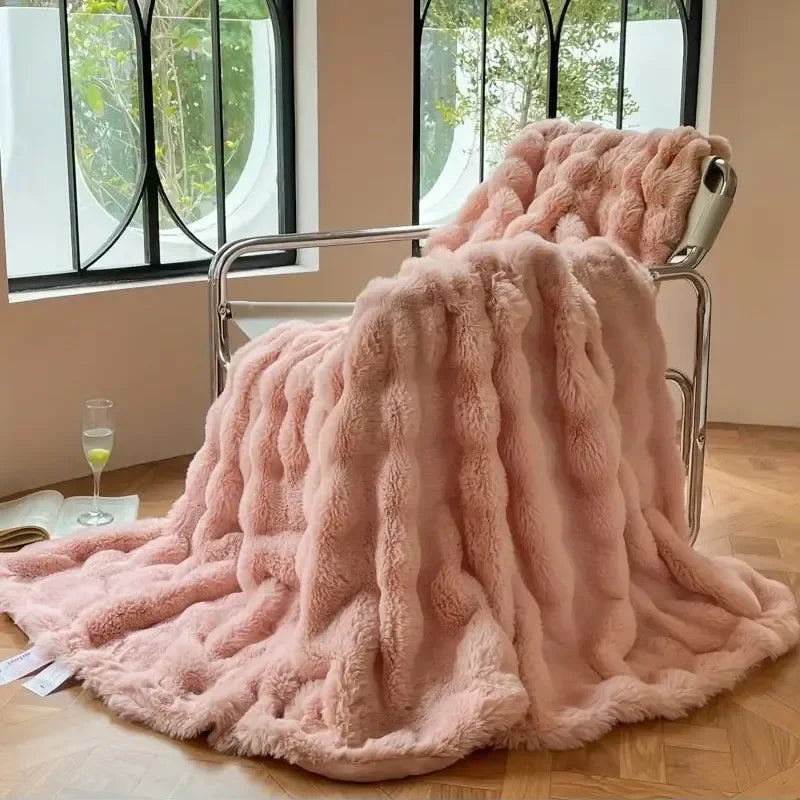 Plaid Met Zachte Fleece En Warme Laag Voor Bank En Bed