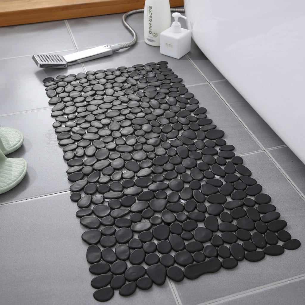 Kiezelvormige badmat met antislip zuignappen