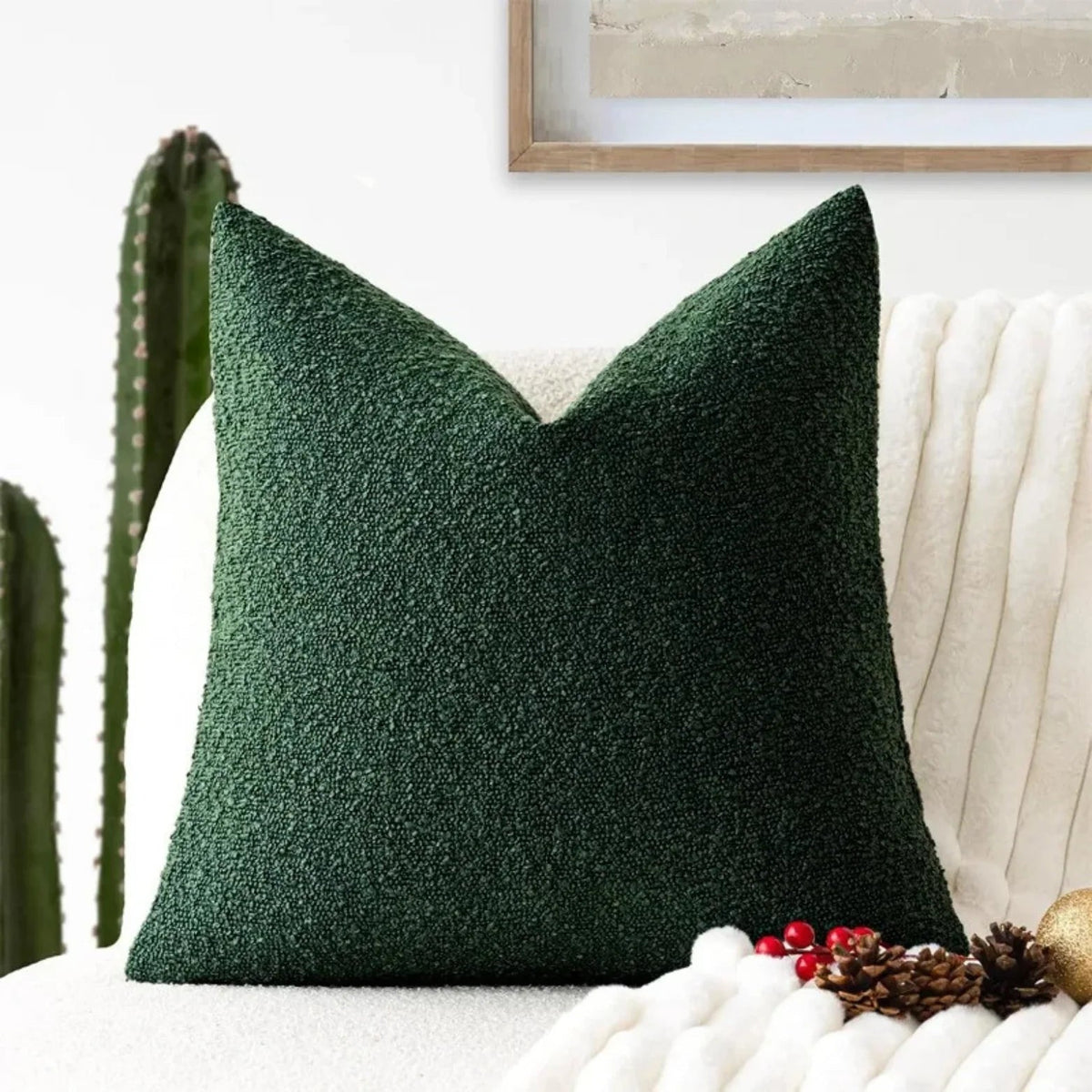Bouclé Kussenhoes met Zachte Structuur en Minimalistische Vorm