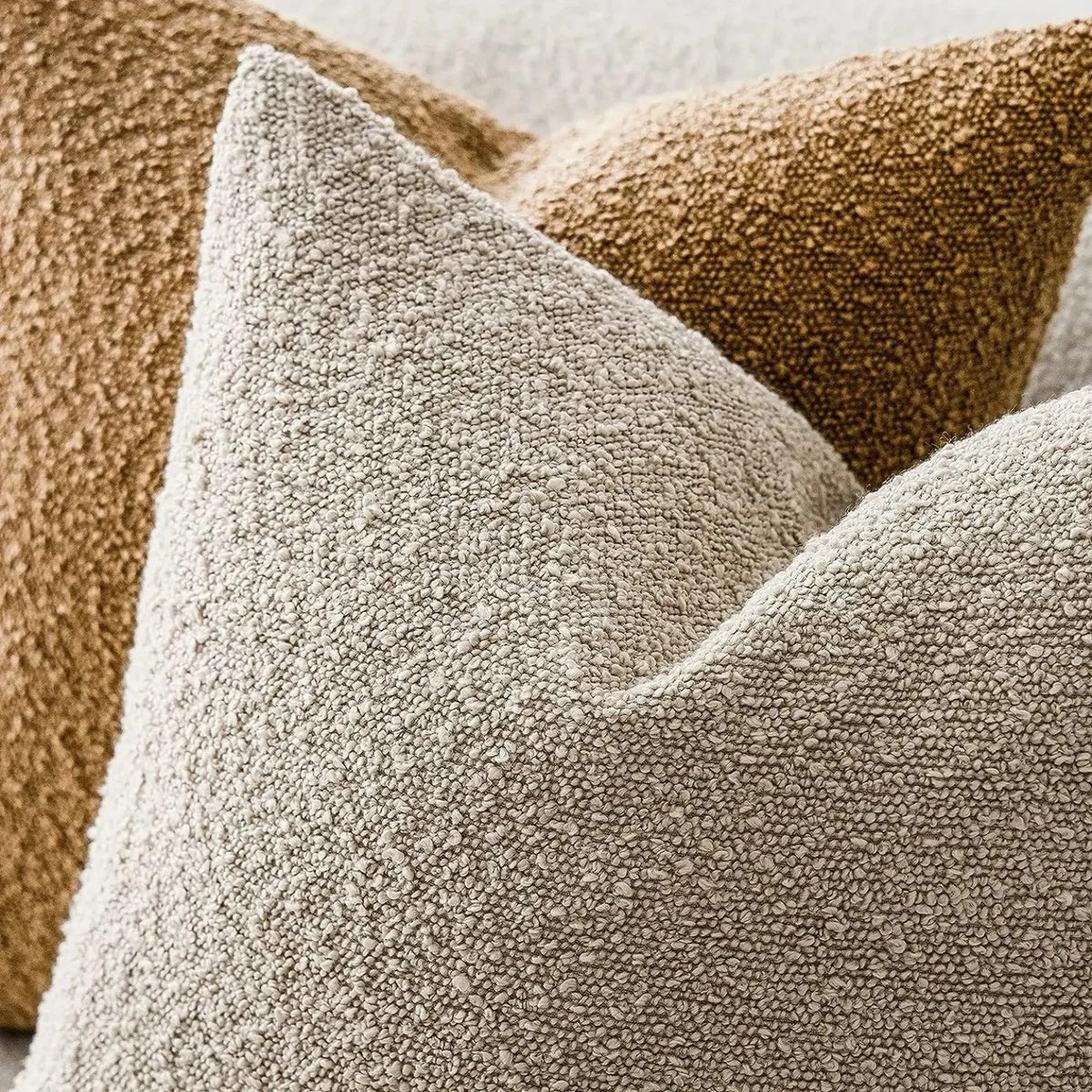 Bouclé Kussenhoes met Zachte Structuur en Minimalistische Vorm