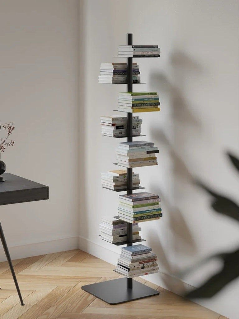 Verticale Stalen Boekentoren met Zwevende Legplanken
