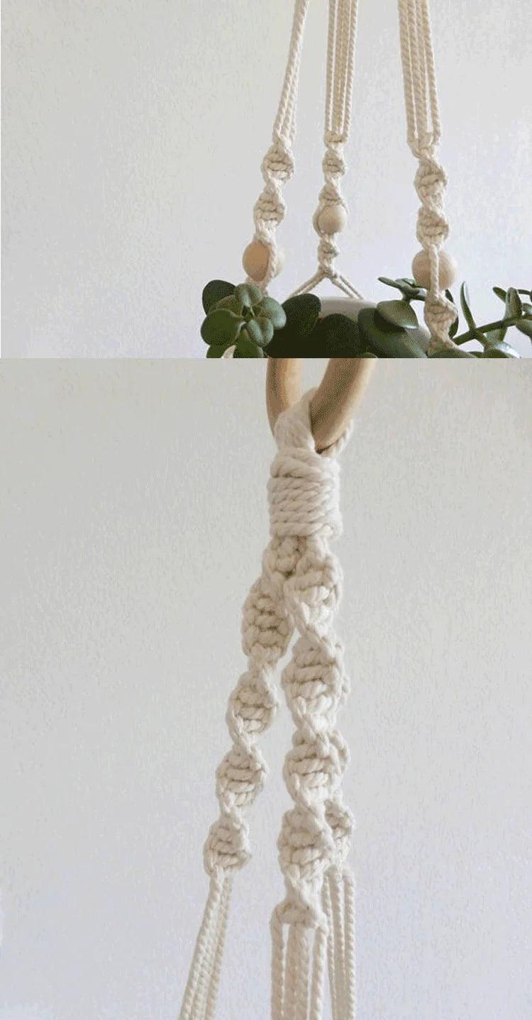 Macramé Hangplanter met Keramische Pot en Natuurlijke Textuur
